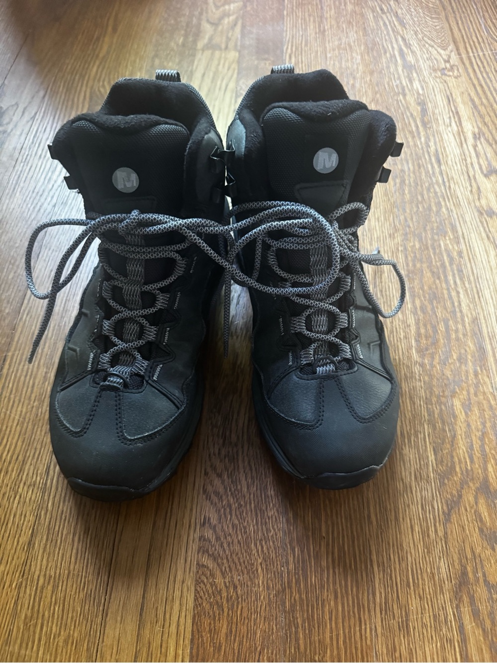 Merrell Men's Black Hiking Boots with Gray Laces
